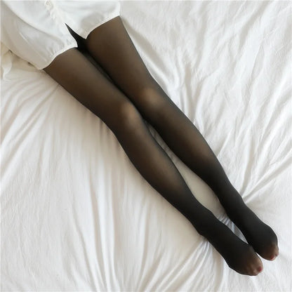 Women’s Fleece Leggings – Sexy Translucent Slim Pantyhose, Elastic Winter Warm Thermal Tights